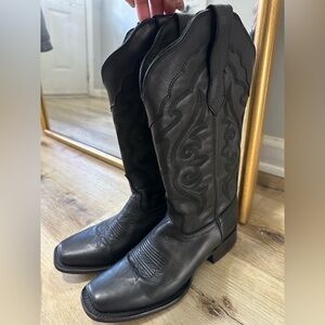 J.B. Dillon Black Leather Cowboy Boots